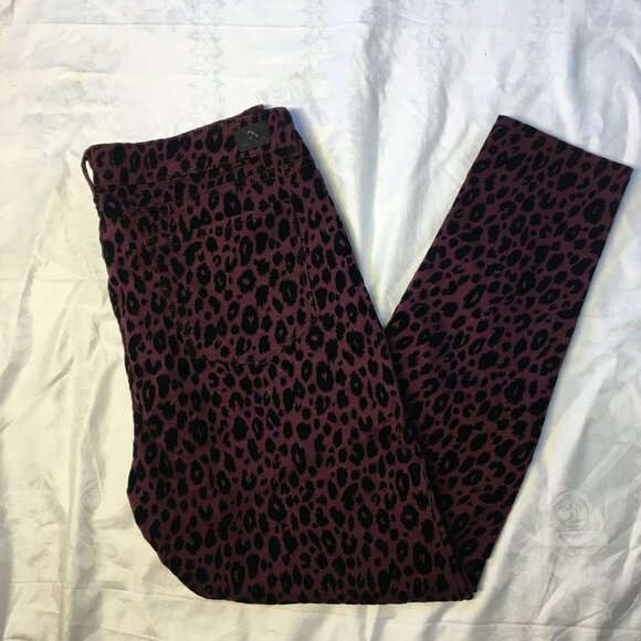 Jordache Jeans Purple Luxe Skinny Cheetah Mid Rise Flocked Black Sz 16 New - Picture 4 of 13